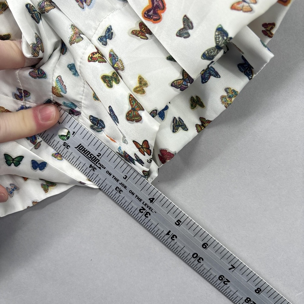 Koch Shorts Womens XS White Butterfly Print Smocked High Waist Made In USA - Picture 8 of 13